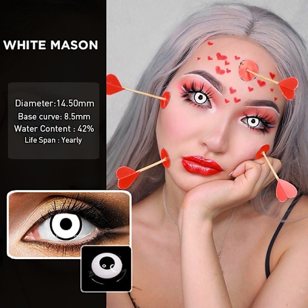 Värilliset piilolinssit Halloweeniin, anime cosplayhin, silmälinssit Pure white_paris