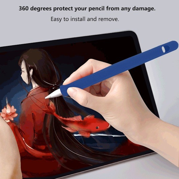 Myk silikon Stylus Penn Erm Tablet Touch Penn Anti-skli Fallsikring for iOS Pencil (Kongeblå)