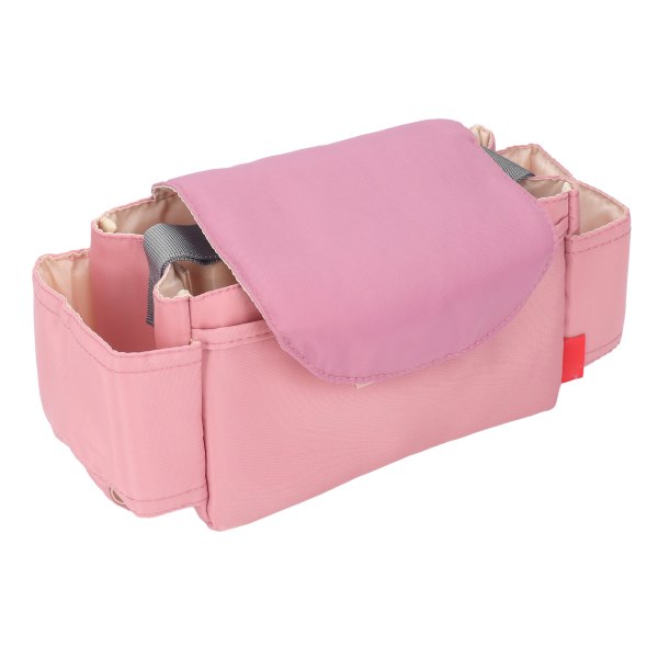 Baby klapvognstaske Vandtæt nylon multilommer Enkel antislid Baby blecaddy taske til krybbe Vægbord Pink
