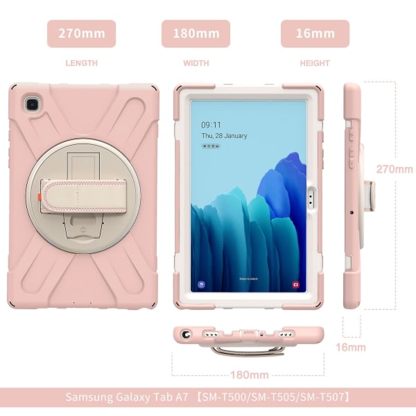 Nytt case Samsung Tab A7 10,4 tum T500 med axelrem, justerbart stativ, cover Cherry Blossom Powder