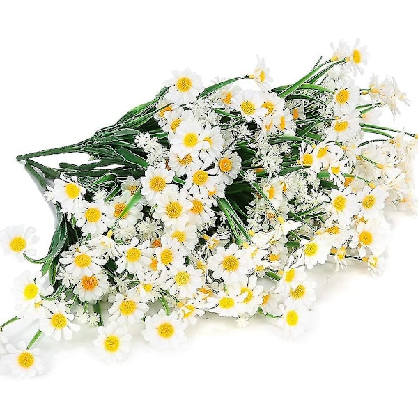 4 st konstgjorda tusensköna blommor konstgjorda blommor gröna plastbuskar falska blommor inomhus utomhus (vit)