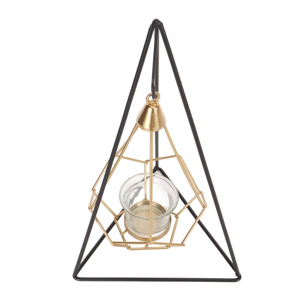 Geometrinen teevalon kynttilänjalka Riippuva metallinen teevalokynttilänjalka Votive-lasilla ja näyttötelineellä