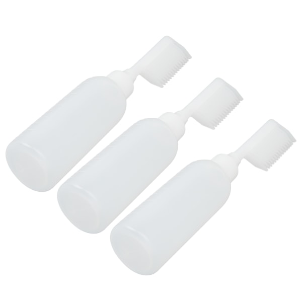 3 stk. Root Comb Applikator Tom Flaske PE Squeeze Clear Scale Hårfarvning Farvningsflaske Hvid