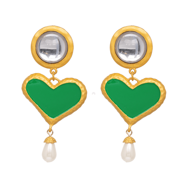 Enkelt mode, hjärtform, legeringsörhängen, dekorationssmycken (grön)