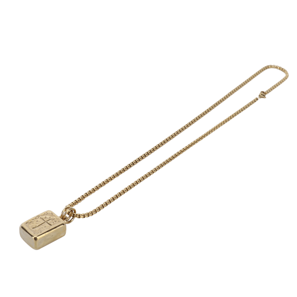 Unisex titan stål halskjede retro rektangulært kryssmønster anheng halskjede gull