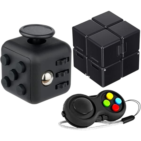 3 Fidget Legetøjssæt til ultimativ stresslindring - Sensorisk legetøjssæt med Fidget Pad, Inity Cube og Controller kontorgave...