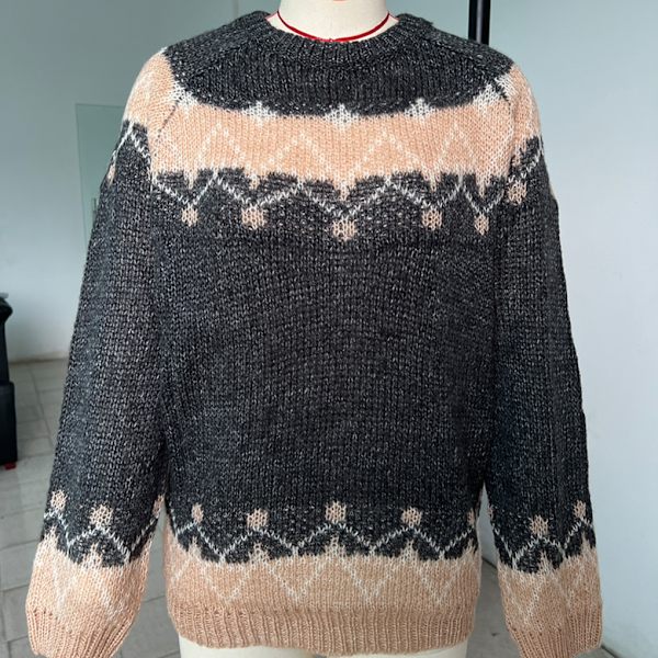 Klassisk Mohair Stickad Tröja För Höst Vinter Andas Och Blå blue L