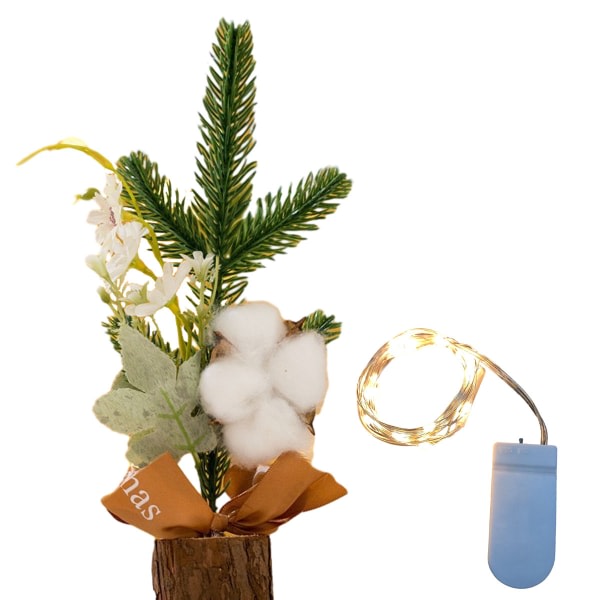 1. mini julgransprydnader krukväxter scen skrivebord