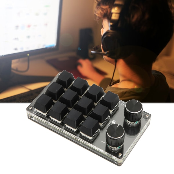 12 Taster Mekanisk Tastatur Understøttelse Kabelført USB Trådløs Bluetooth DIY Programmerbar Rød Switch Makro Keyboard med 2 Knop til Spil