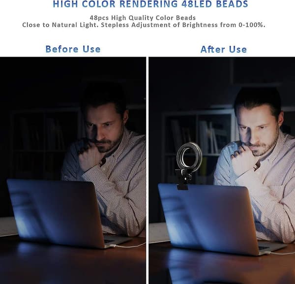 USB LED-ringlampe til bærbar computer, løsning til webkamera