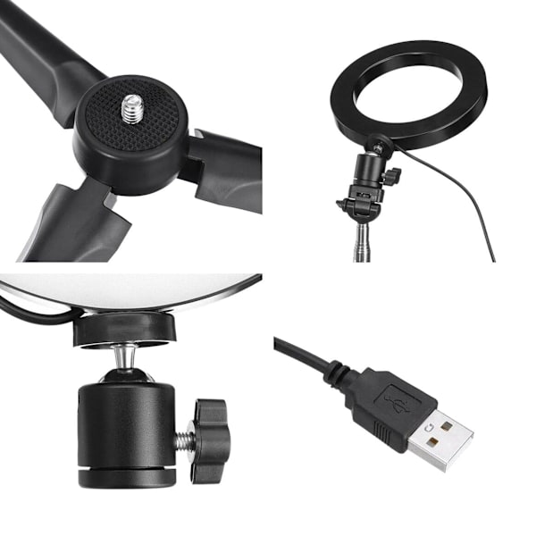 Selfie lampe / Ring light (20 cm) og stativ