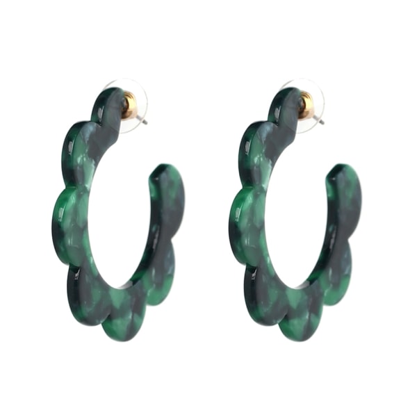 Moderigtige enkle elegante akryl halvcirkel dame ørestikker øreringe (grønne)