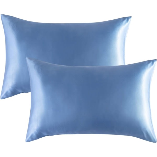 Satin-ørngott for hår og hud, 2-pakning - standardstørrelse Airy Blue 20" x 29"