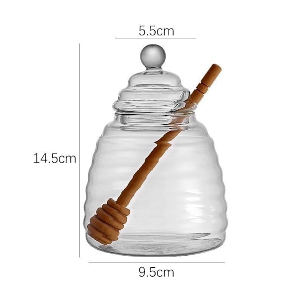 500 ml Hunajapurkki hunajalusikalla, lasipurkki ja lusikkasetti (PA)