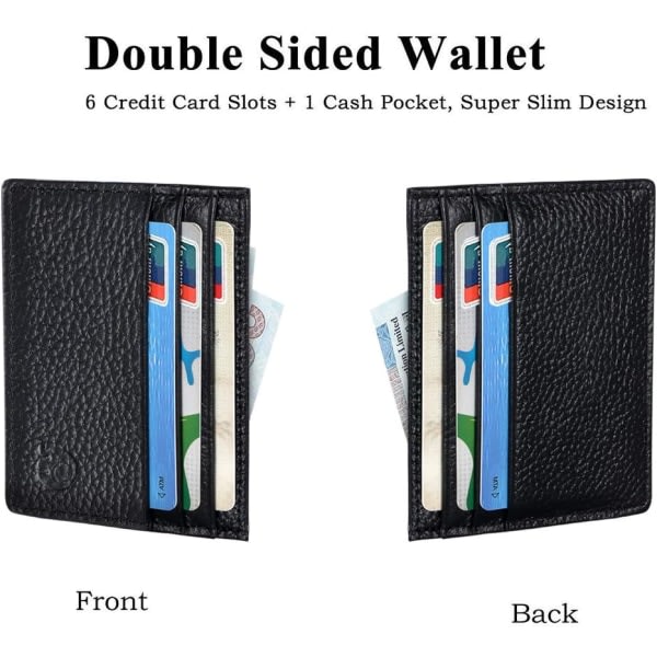 Läderkorthållare, svart, kreditkortshållare, läderplånbok, U