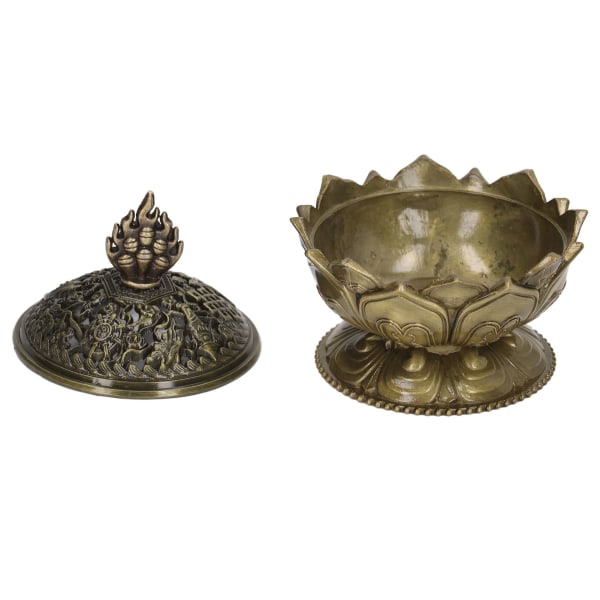 Lotus rökelse brännare vintage stil blomformad legering rökelse hållare för heminredning brons