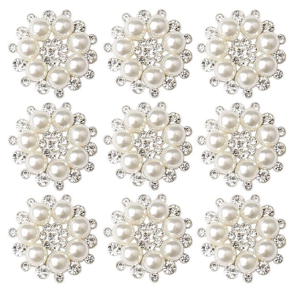 10 st Rhinestone Pearl Prydnader, Pärlblomma Knappar