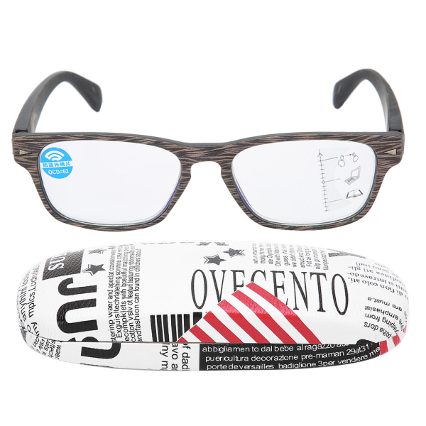 Ældre briller trækornet unisex læsebriller Anti blåt lys klare linse Ældre briller (+350 trækornet stel)