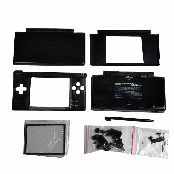 Klar hvid/sort skal Shell Cover Case Fuld Sæt Udskiftning til Nintendo DS Lite til NDSL Case Etui Transparent Sort