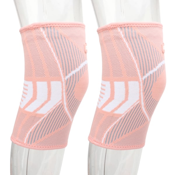 2 STK Sportsknebeskyttere Pustende nylonstrikket knepute 4-sidig elastisk tau Knebeskytter for løping og klatring Rosa M