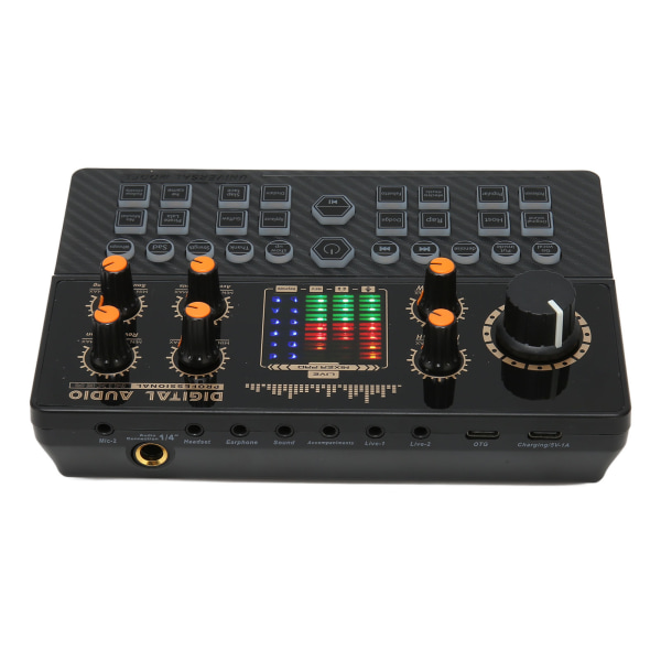 Mini Sound Mixer Board Intelligent Noise Reduction Bluetooth Wireless Live Sound Card Voice Changer for Live Streaming Black