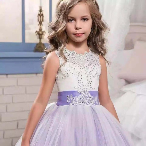 Prinsesse Elegant Bryllupsbursdagsfest Ballaftenkjole White 11-12 Years