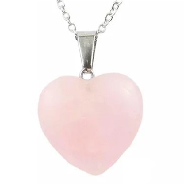 Hjärthänge rosékvarts rostfritt stål hjärta hänge halsband för pojke tjejer dating rosa