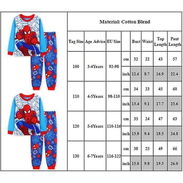 Pojkars Spider-Man Pyjamas Set Sovkläder Nattkläder Pyjamas Pjs Nyheter Outfits 3-7 År 4-5 År