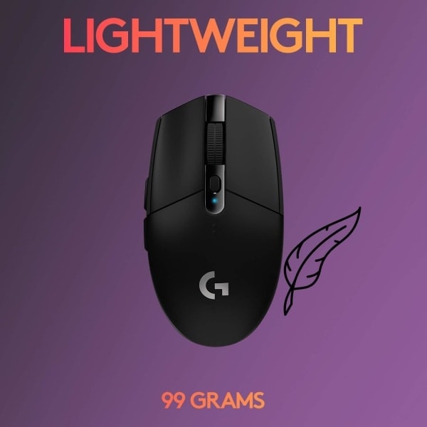 Logitech G305 LIGHTSPEED Trådløs Gamingmus, Hero 12K Sensor, 12 000 DPI, Let, 6 Programmerbare Knapper, 250 Timmers Batteritid Lilla