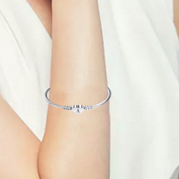 Titanium stålarmbånd Elegant klassisk simpelt design Armbånd i form af et hjerte til kvinder