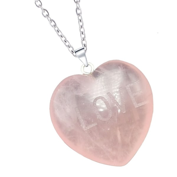 Hjärthänge rosékvarts rostfritt stål hjärta hänge halsband för pojke tjejer dating rosa