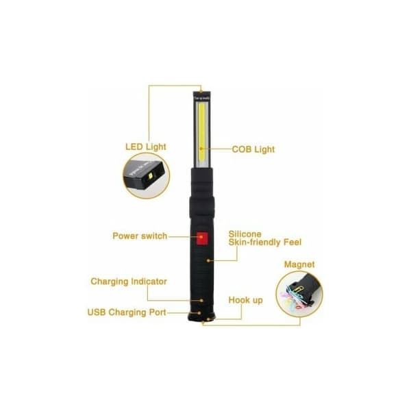 2 x Oppladbare LED Arbeidslys Lampe Verksted Lommelykt Blits