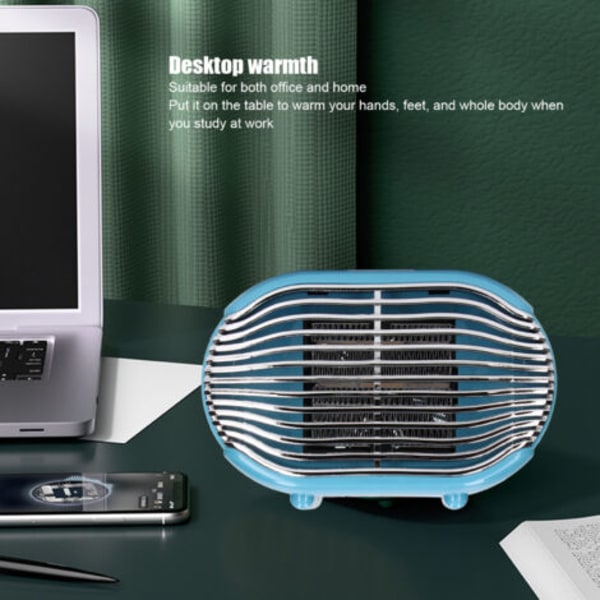 800W Bordvarmer 45° Swing Blå Bærbar Multi Hastighedsjustering Kontor Husholdning Mini Varmelegeme.pa