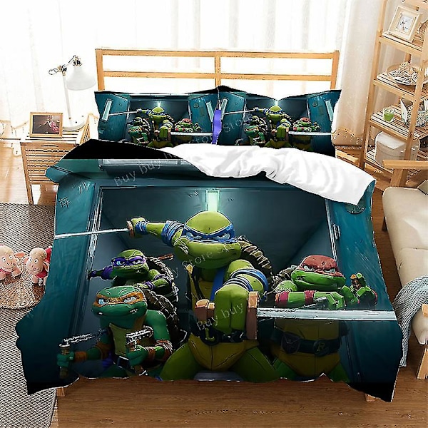 2023 Teenage Mutant Ninja Turtles Ny film Sängkläder Set Örngott Set Barn Anime Rum Inredning Cover Present T-09 T-09 EU Single-135x200cm