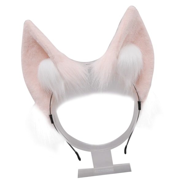 Plysørehovedbånd Sød Komfortabel Finlavet Fluffy Animal Ear Hovedbeklædning med skelet Pink