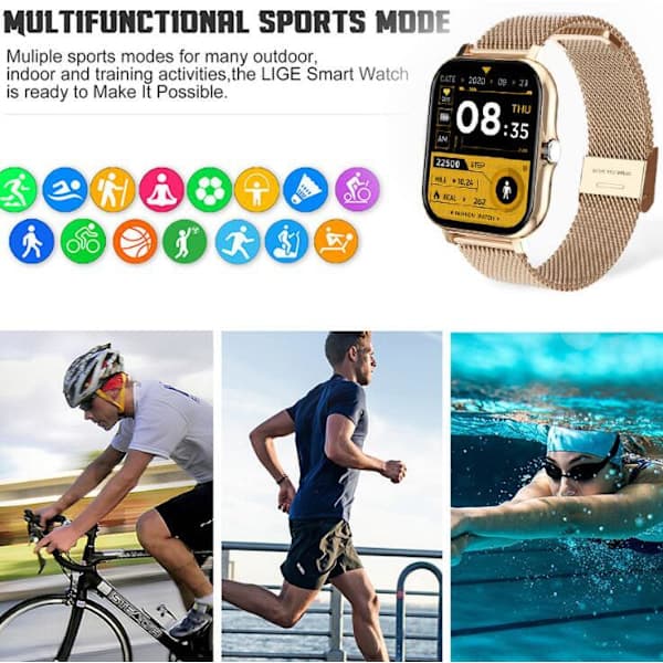 Bluetooth Smartwatch för Män & Kvinnor, Vattentät