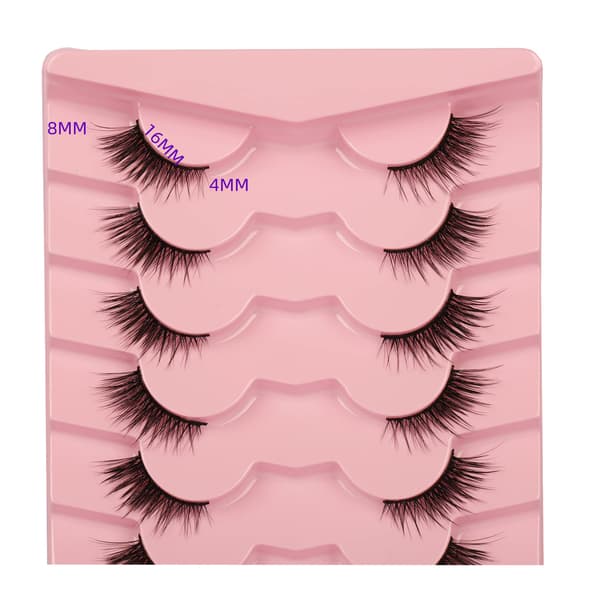 Falske øyevipper Fluffy Wispy Half Cat Eye Lashes 7 par