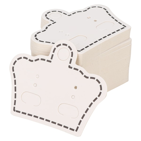 100 stk. kroneformet ørepynt pakkekort ørestikker displaykort smykketilbehør 4 x 5 cm (hvit)