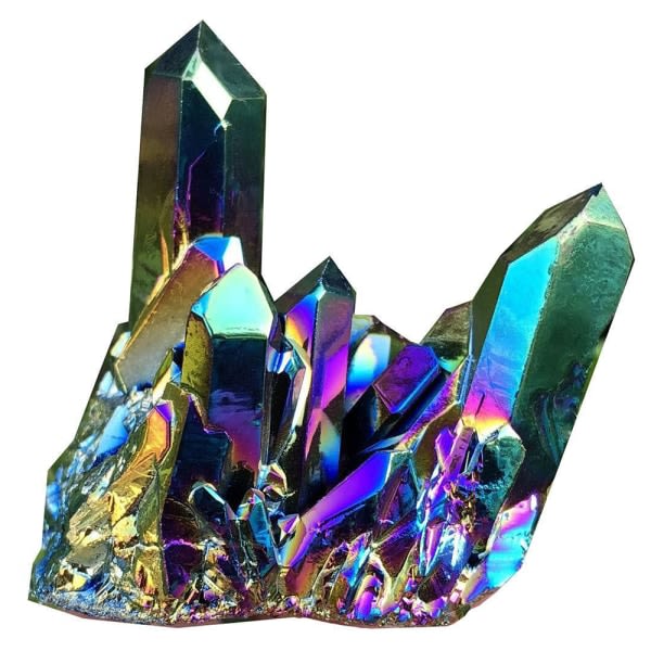 Naturlig regnbue Aura titan kvarts krystal klynge eksemplar 15g