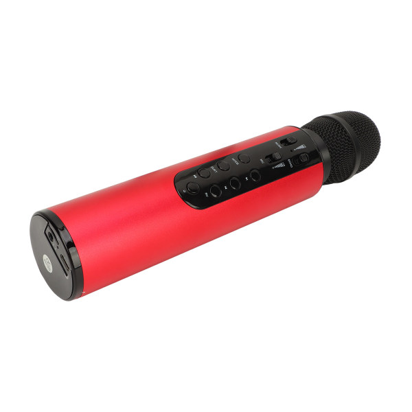 Trådløs kondensator Mikrofon Dobbel høyttaler Karaoke Bærbar mikrofon Hjemme Bluetooth Syngemikrofon Rød