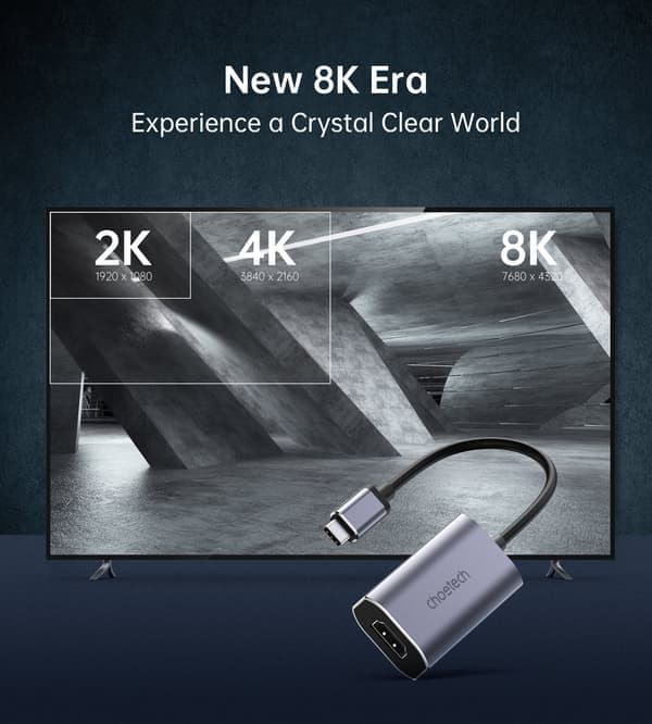 Choetech Hub, USB-C till HDMI-adapter, grå