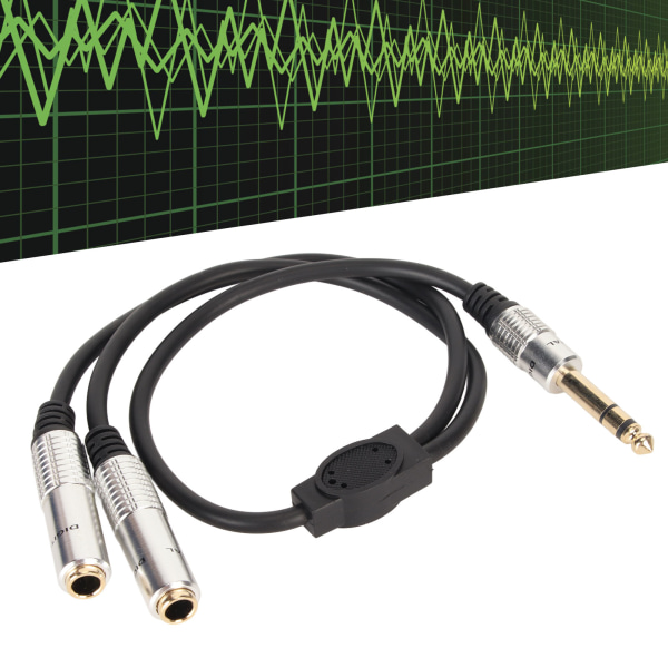 1/4 tommers stereosplitter Y-kabel Tokanals aluminiumslegering 6,35 mm hannplugg til dobbel 6,35 mm hunportkabel 19,7 tommer