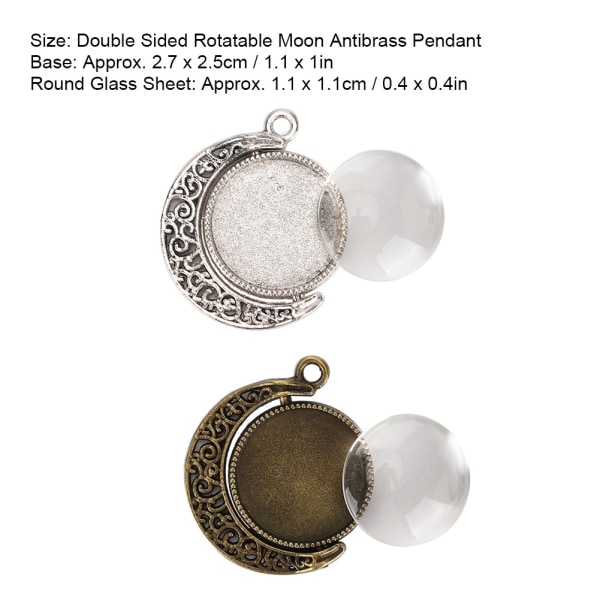 Dobbeltsidet månerotationsvedhæng Basebakke Runde glaskupler Smykker gør-det-selv-værktøjstilbehør