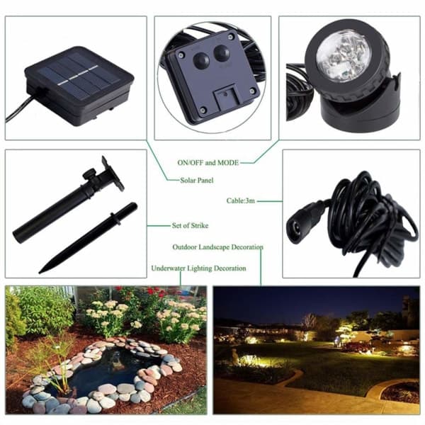 Paris Solcellelamper for dam, vanntett spotlight, 6 LED (kaldhvit)
