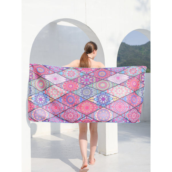 Mikrofiber Sandfri Strandhåndklæde - Hurtigtørrende Superabsorberende Store Store Tynde Håndklæder Filt til Rejser Pool Svømning Camping Yoga Piger Kvinder