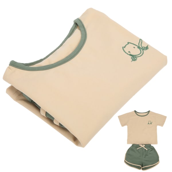 Baby T-shirt bukser sæt Sommer Simple Søde piger Hudvenligt tøj til spædbørn dragt Grøn 66CM