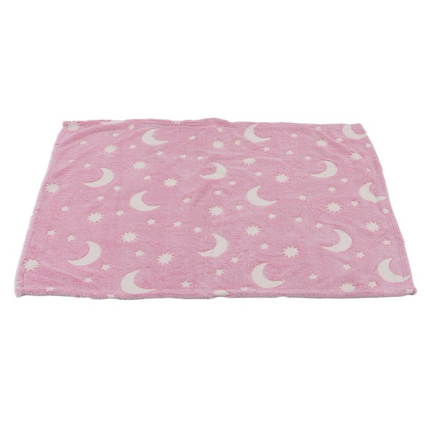 1,5 x 2 m lysende tæppe dobbeltsidet flannel Star Moon Design blød glød i mørke tæppe til børn Pink