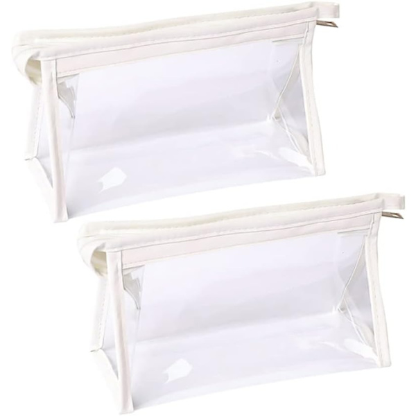 2 stk Klara Toilettaskeposer Transparent Kosmetiske Poser Rejsetaske Makeupposer Ferie Badeværelsesposer Makeupbørste Opbevaringsæske Hvid