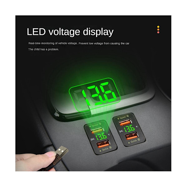 Qc3.0 Billader Dobbel USB-omformer Tilbehør For Blått Lys Størrelse: 40x22mm A 12/24v