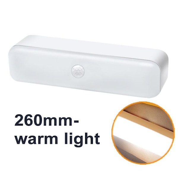 3W LED PIR Rörelsedetektorlampa Trådlös USB Laddningsbar Magnetisk LED Nattlampa För Trapphus Gång Trappsteg Garderob Barnomsorg Sovrumslampa Matches the image 260mm-warm light